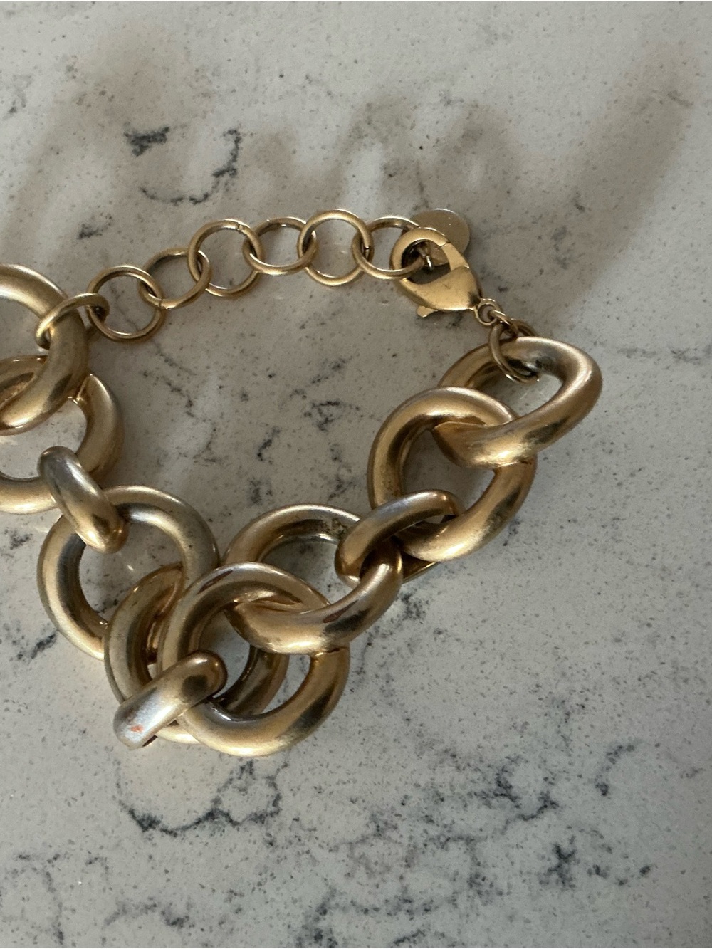 Stella & dot thick chunky gold tone chain bracelet adjustable 7-8.5”